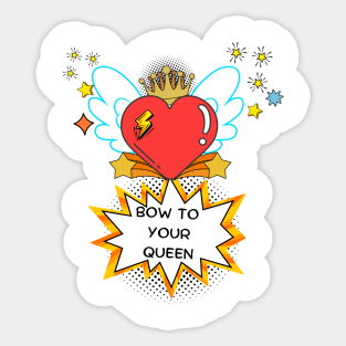 Bow to your queen in pink art Sticker